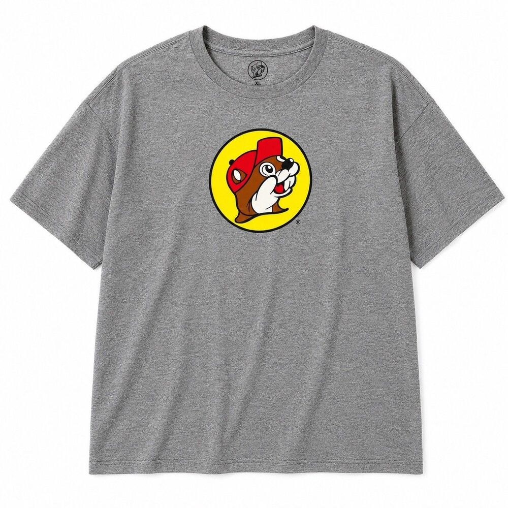 Buc-ee’s T Shirt Mens XL Gray Beaver Logo Graphic Tee Gas Station Texas